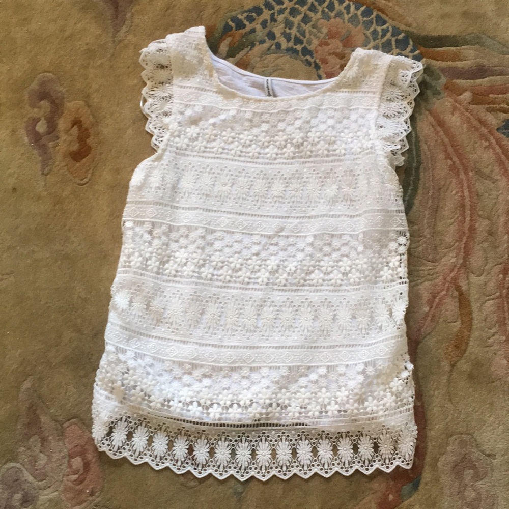 3 for $15-Sleeveless White Top With Lace Overlay